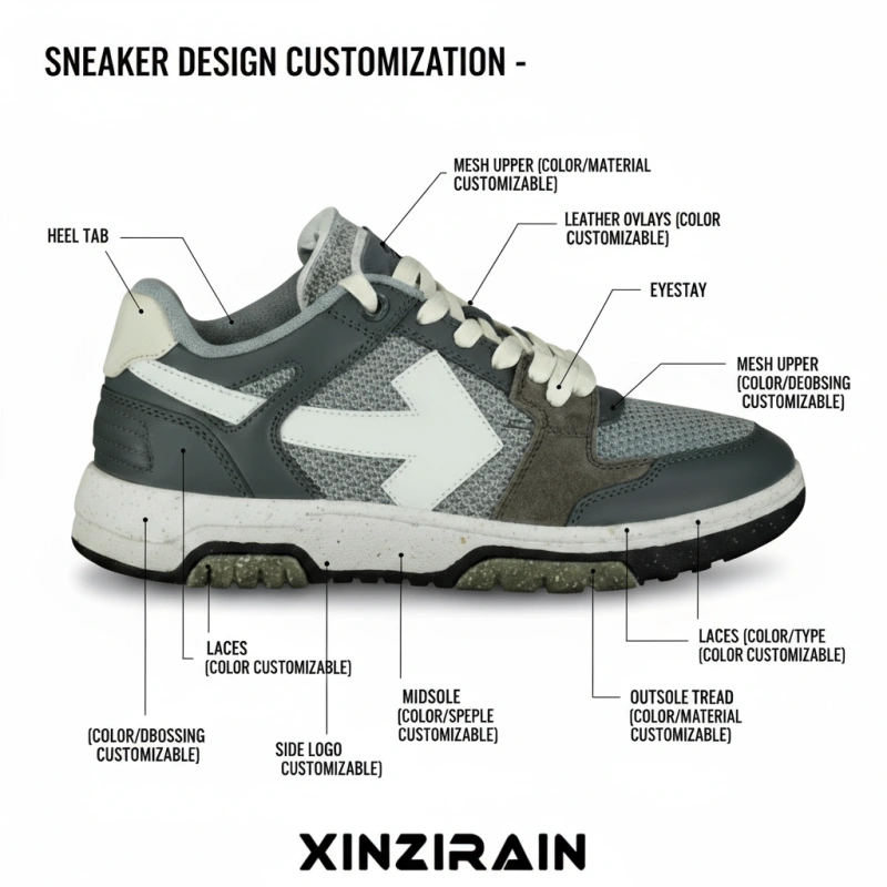 Women’s Off-White Style Mesh Trainers – Customizable Design by Xinzirain