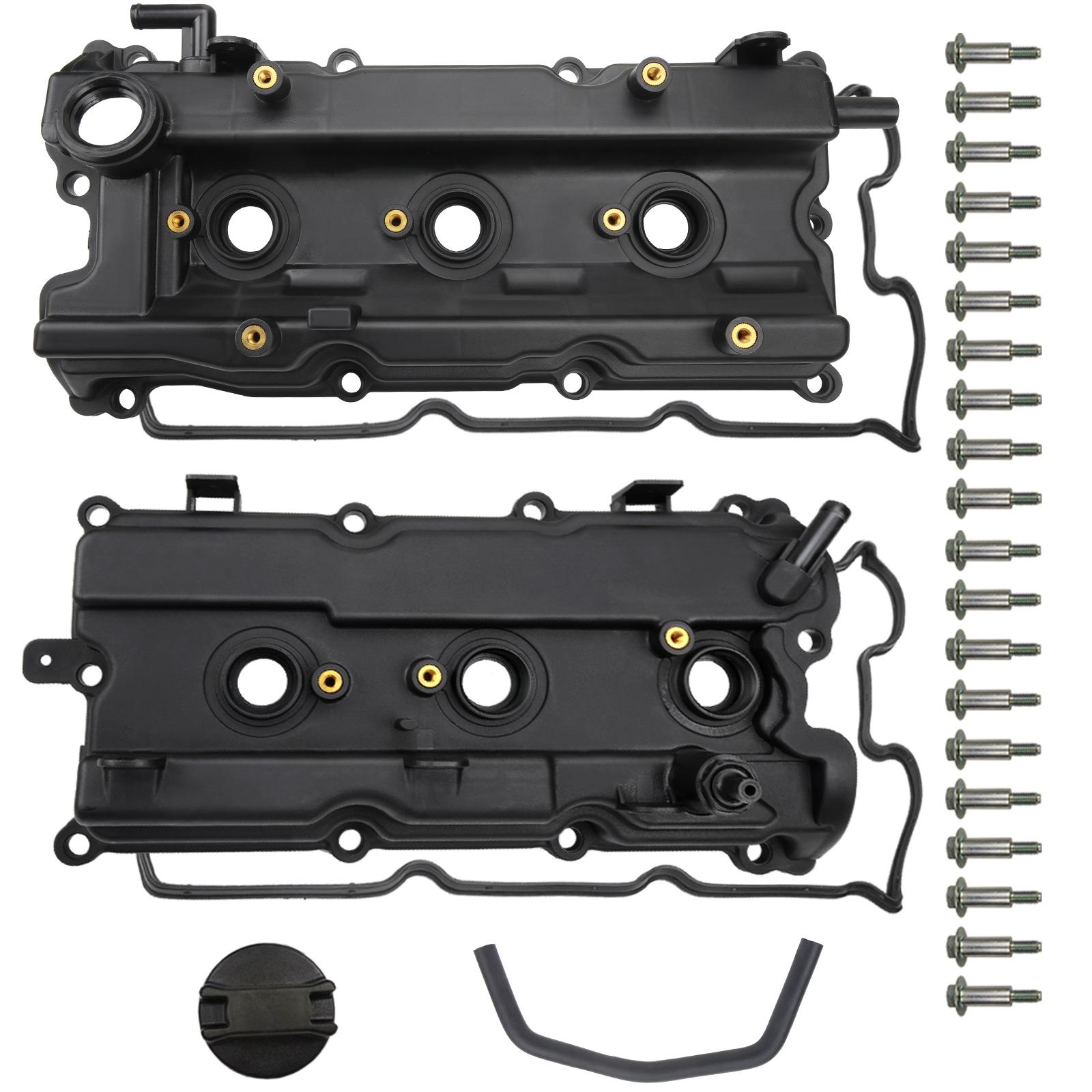 Engine Valve Cover Set with Bolts & Oil Cap & Gaskets & Spark Plug Tube Seals & PCV Valve Compatible with 2002-2007 Nissan Altima Maxima Murano Quest Infiniti I35 VQ35DE V6 3.5L Part# 264-984 265-985 Engine Valve Cover Set with Bolts & Oil Cap & Gaskets & Spark Plug Tube Seals & PCV Valve Compatible with 2002-2007 Nissan Altima Maxima Murano Quest Infiniti I35 VQ35DE V6 3.5L Part# 264-984 265-985