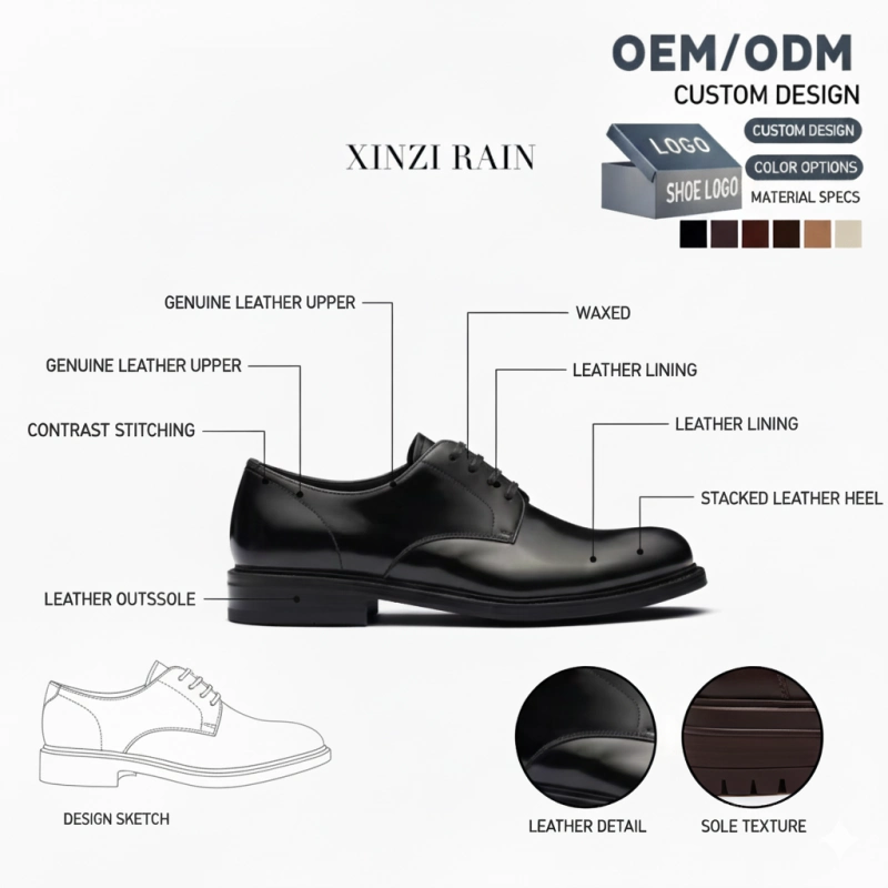 Brushed Leather Lace-Up Shoes | OEM Formal Leather Shoes Manufacturer