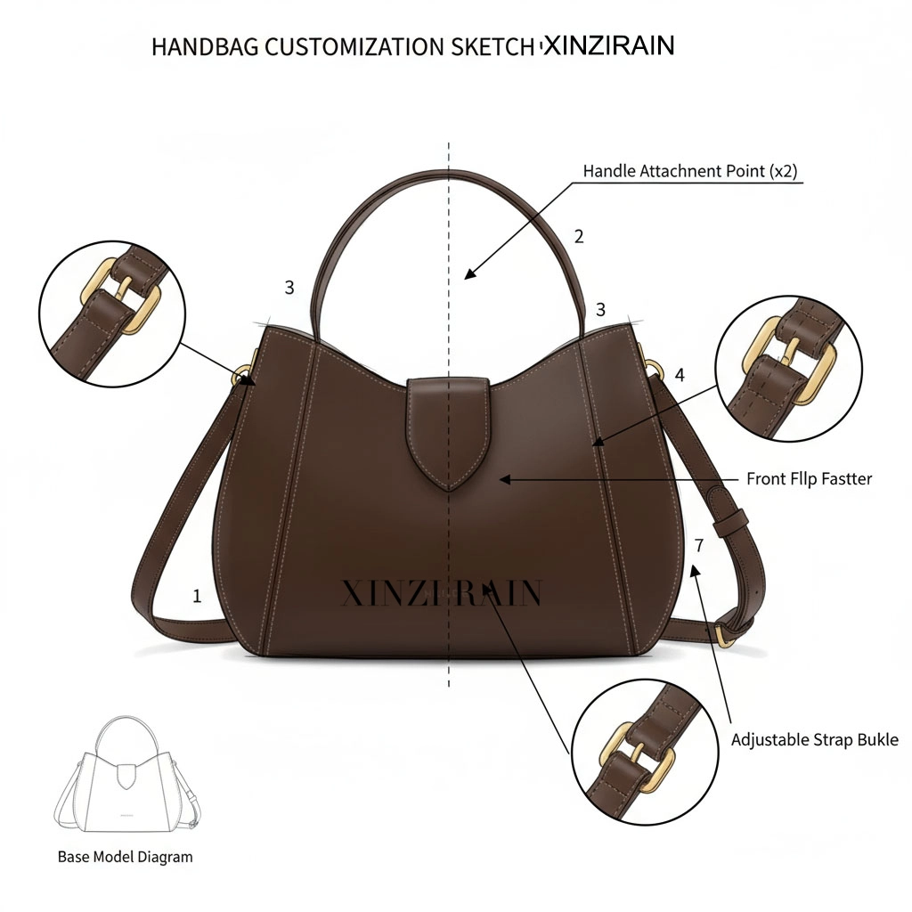 Custom Leather Handbag with Adjustable Strap | OEM/ODM Handbag Manufacturer China