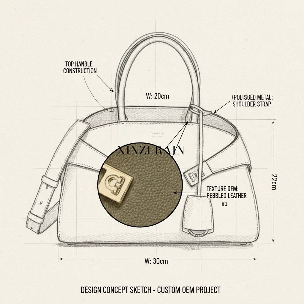 Olive Grained Leather Top Handle Bag — Modern Minimalism Crafted by XINZIRAIN