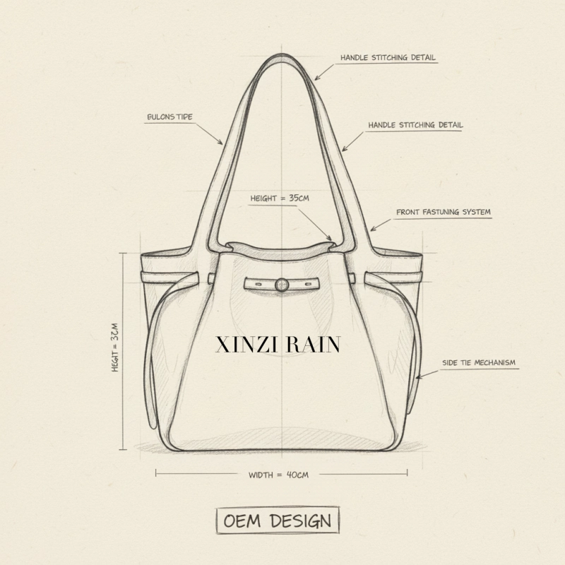 OEM Leather Tote Bag with Structured Interior | Custom Handbag Manufacturer-Xinzirain