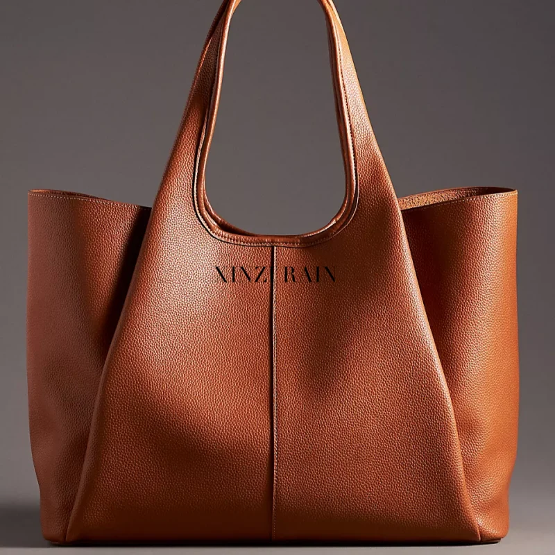 Custom Leather Tote Bag | Large-Capacity Minimalist Tote for Private Label Brands