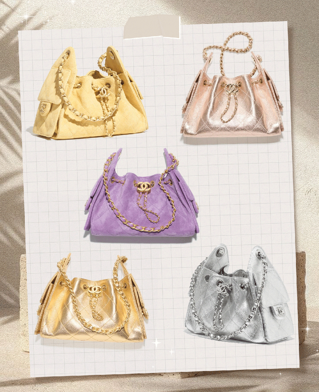 Collection de sacs à main colorés à plat