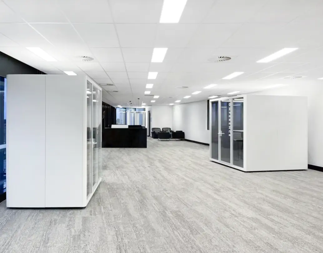 Interior view of an office phone booth