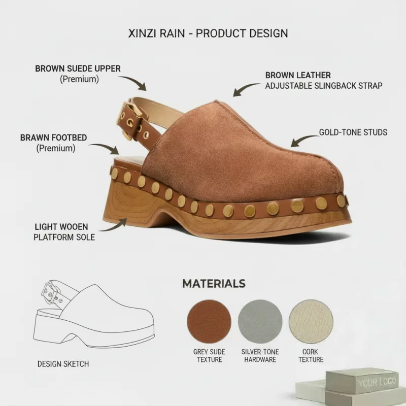 Custom Suede Studded Clogs for Women