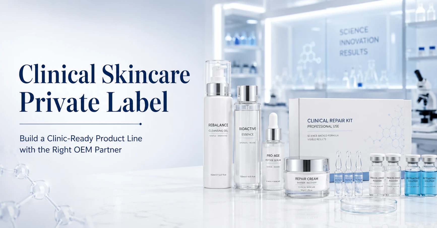 Private Label für klinische Hautpflege: Entwickeln Sie mit dem richtigen OEM-Partner eine kliniktaugliche Produktlinie.