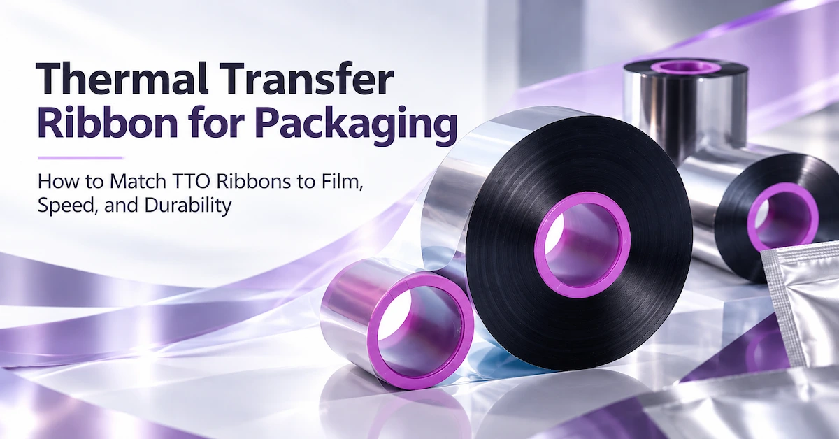 Thermal transfer ribbon for packaging TTO guide