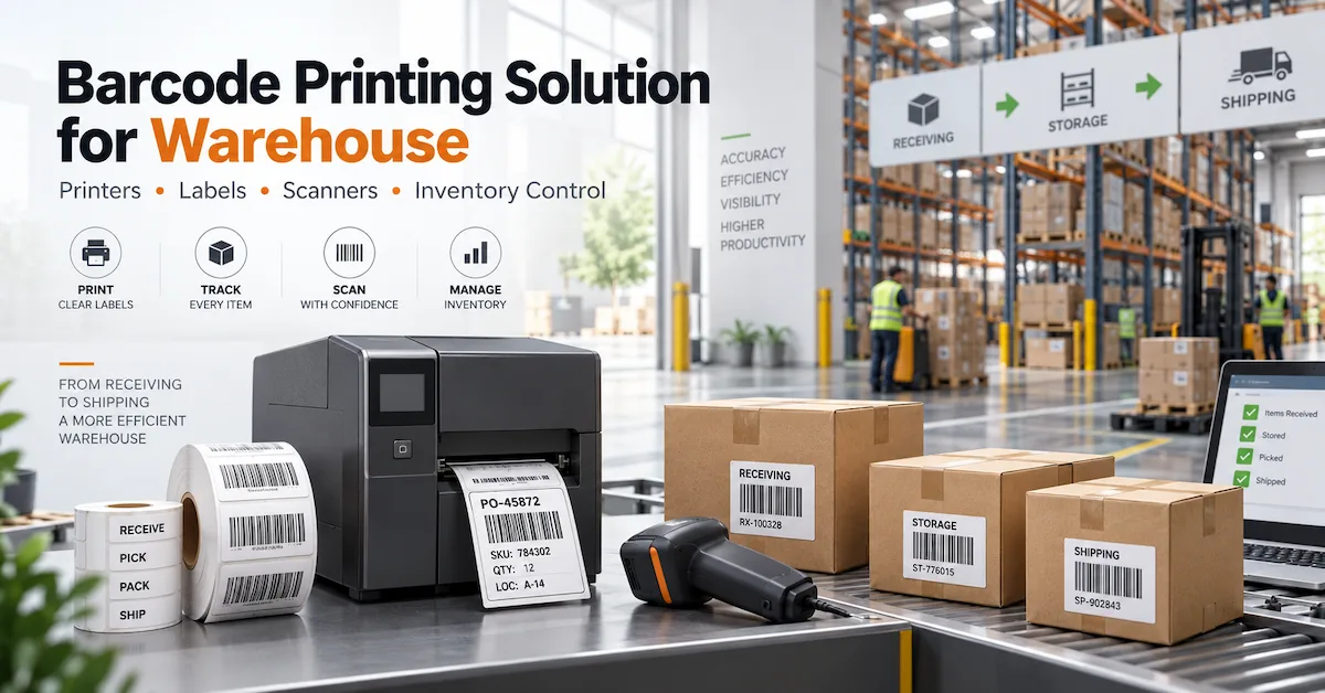 Barcode printing solution for warehouse system